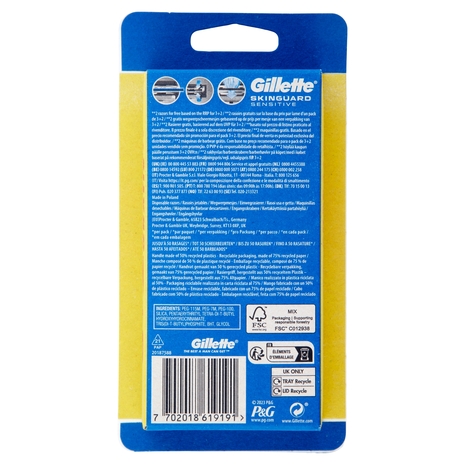 Gillette Rasoio da Uomo Usa e Getta SkinGuard Sensitive 3 rasoi + 2 Gratis = 5 Rasoi